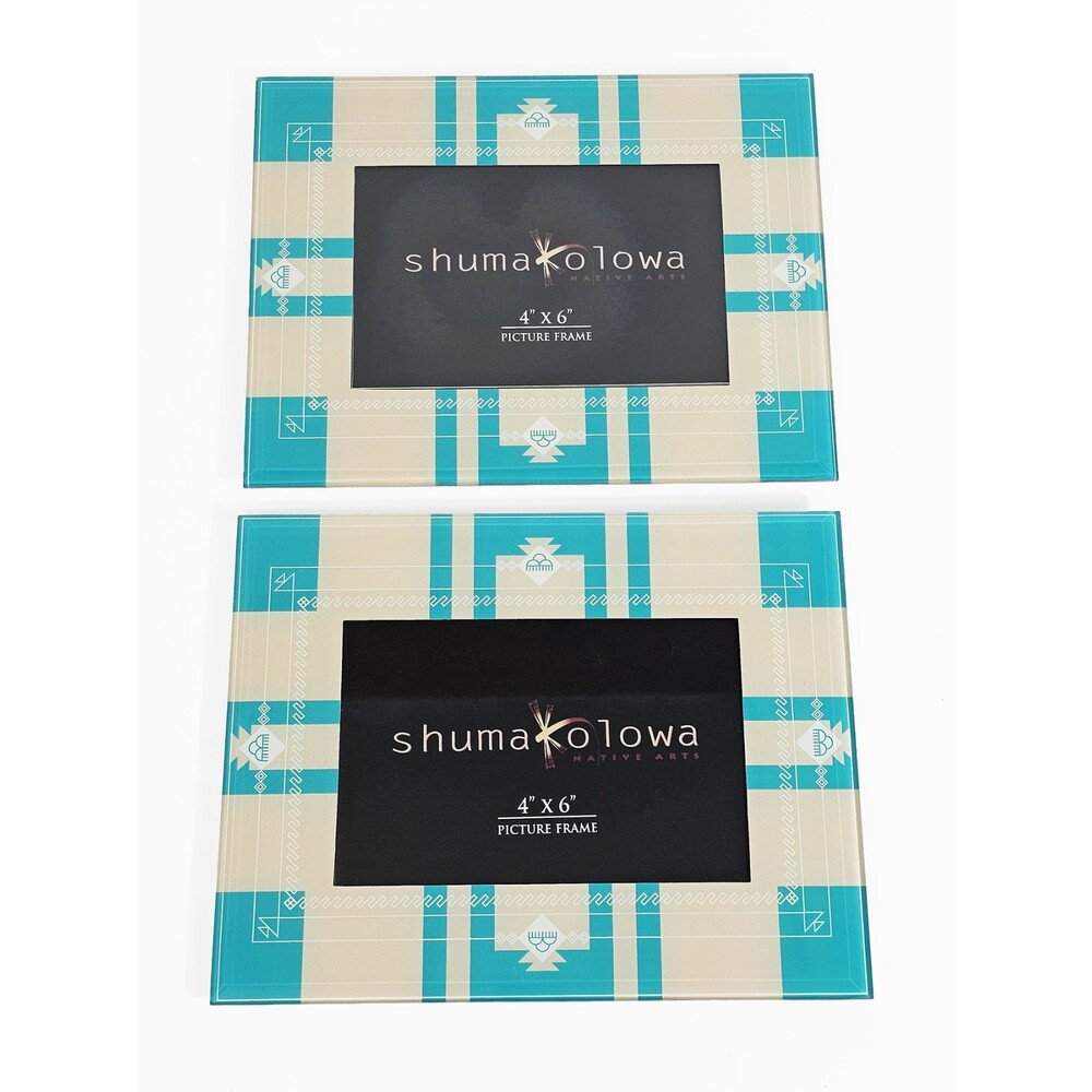 Shumakolowa Native Arts 4x6 Pair of Picture Frames Beige Turquoise Southwest